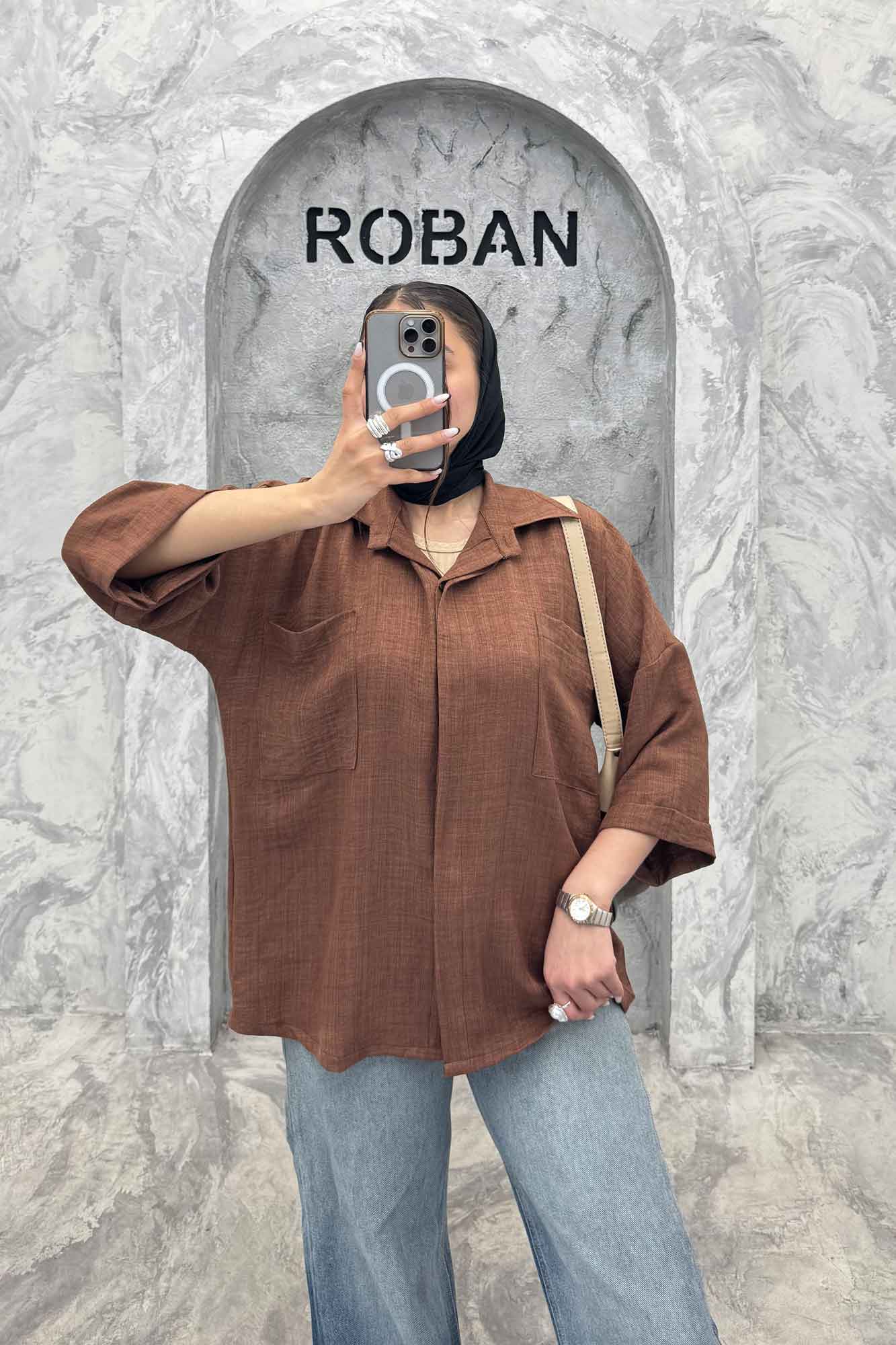 شومیز مانتویی شانتون پشت پیله دو جیب