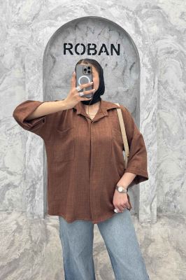 شومیز مانتویی شانتون پشت پیله دو جیب