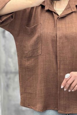 شومیز مانتویی شانتون پشت پیله دو جیب