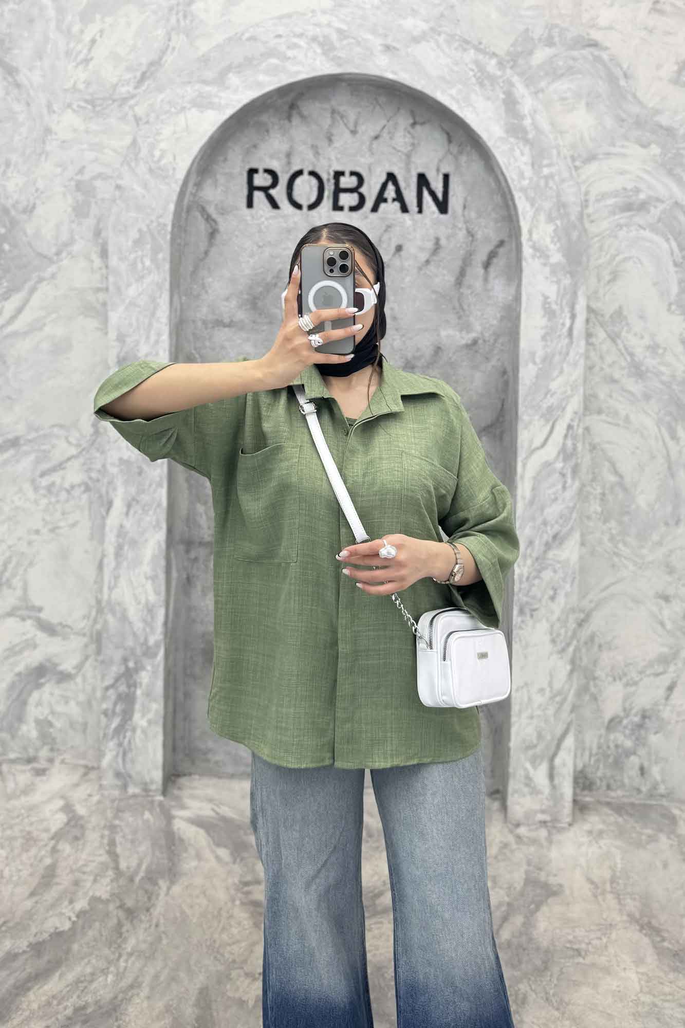 شومیز مانتویی شانتون پشت پیله دو جیب