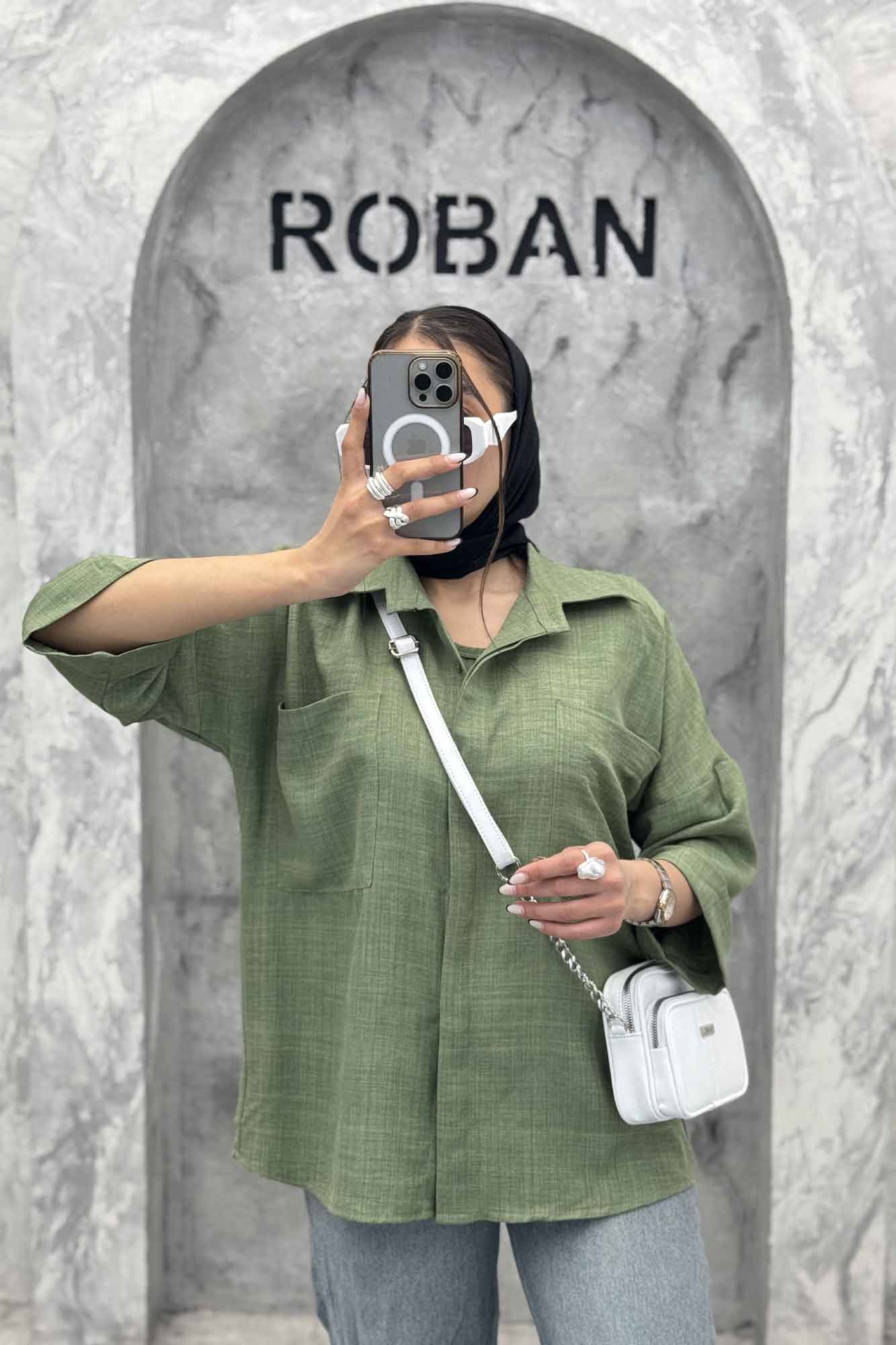 شومیز مانتویی شانتون پشت پیله دو جیب