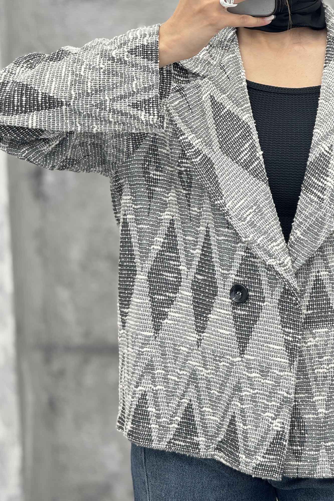 کت یقه انگلیسی دو دکمه ژاکارد مراکشی