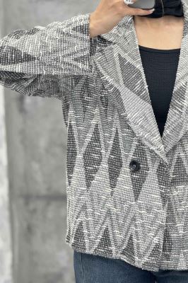 کت یقه انگلیسی دو دکمه ژاکارد مراکشی