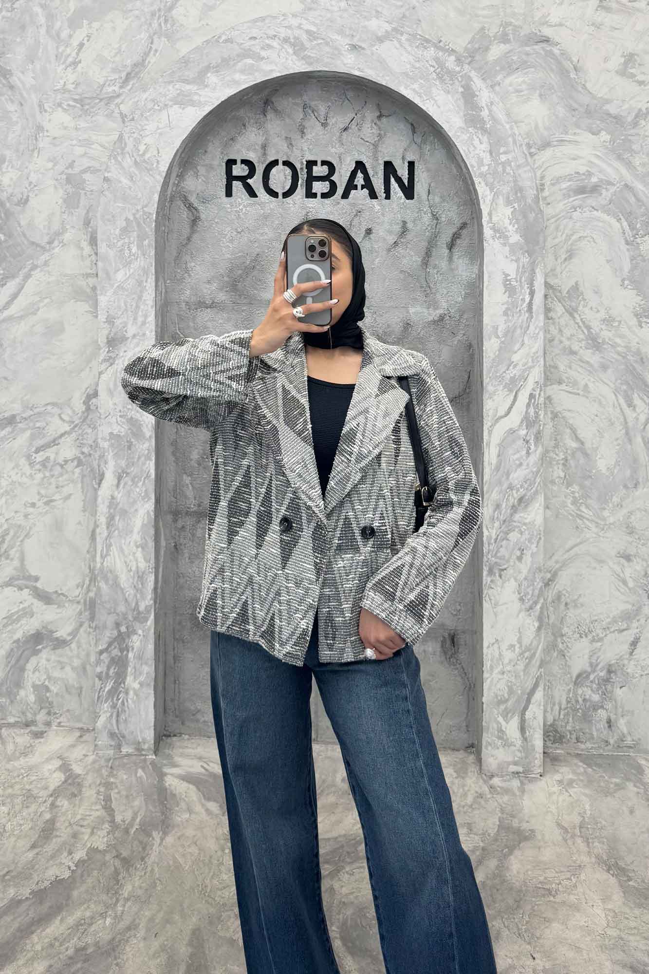 کت یقه انگلیسی دو دکمه ژاکارد مراکشی