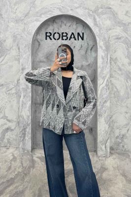 کت یقه انگلیسی دو دکمه ژاکارد مراکشی