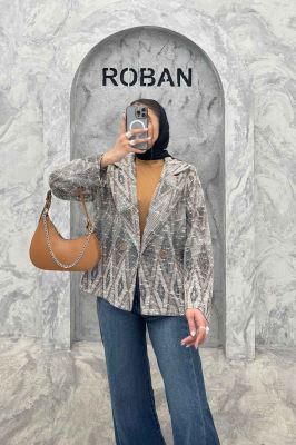 کت یقه انگلیسی دو دکمه ژاکارد مراکشی