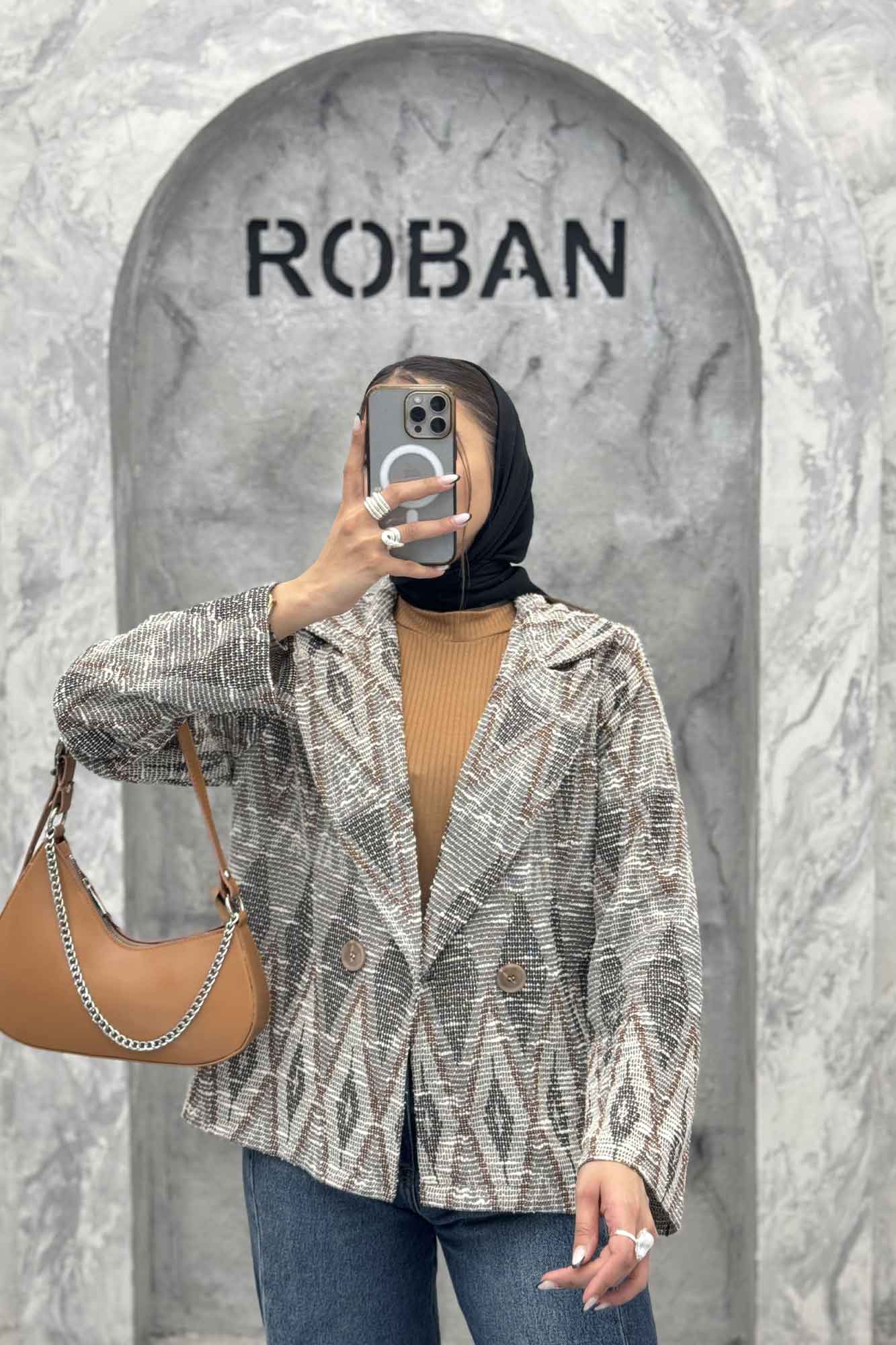 کت یقه انگلیسی دو دکمه ژاکارد مراکشی