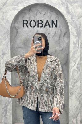 کت یقه انگلیسی دو دکمه ژاکارد مراکشی