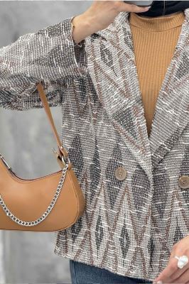 کت یقه انگلیسی دو دکمه ژاکارد مراکشی