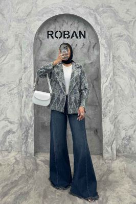 کت یقه انگلیسی دو دکمه ژاکارد مراکشی