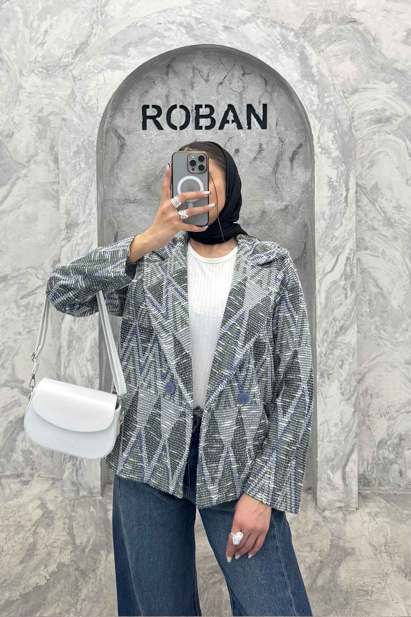 کت یقه انگلیسی دو دکمه ژاکارد مراکشی