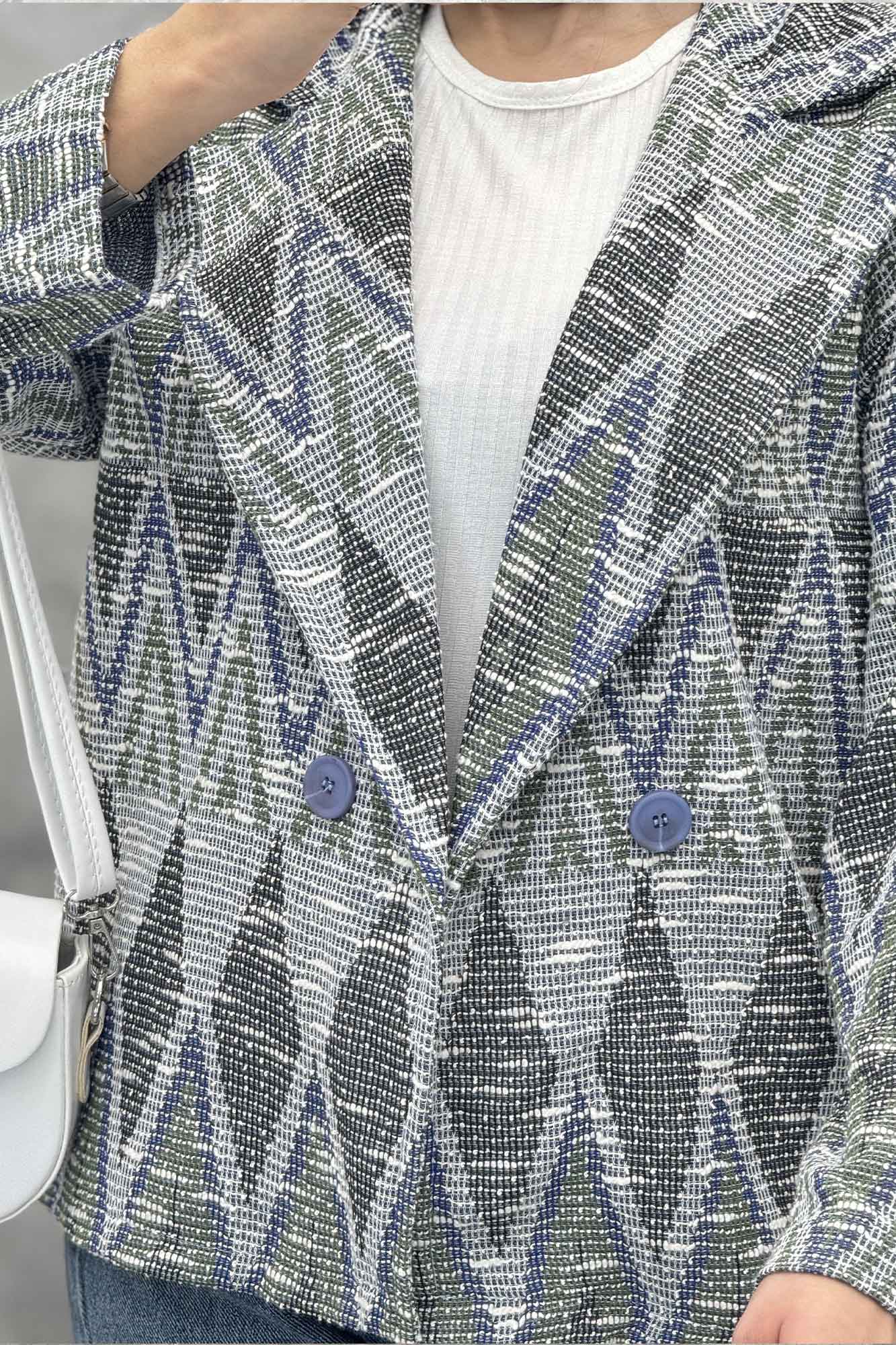 کت یقه انگلیسی دو دکمه ژاکارد مراکشی