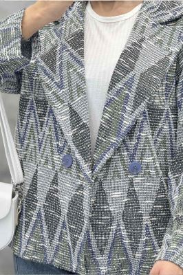 کت یقه انگلیسی دو دکمه ژاکارد مراکشی