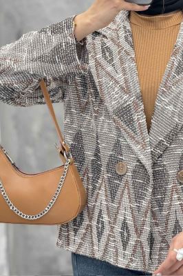 کت یقه انگلیسی دو دکمه ژاکارد مراکشی