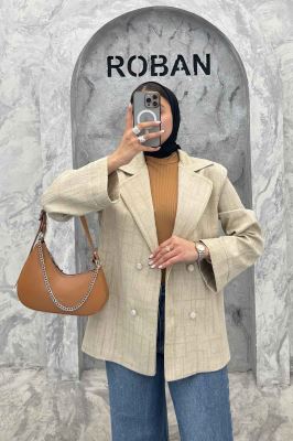 کت ژاکارد 4 دکمه مغزی دوزی طلایی