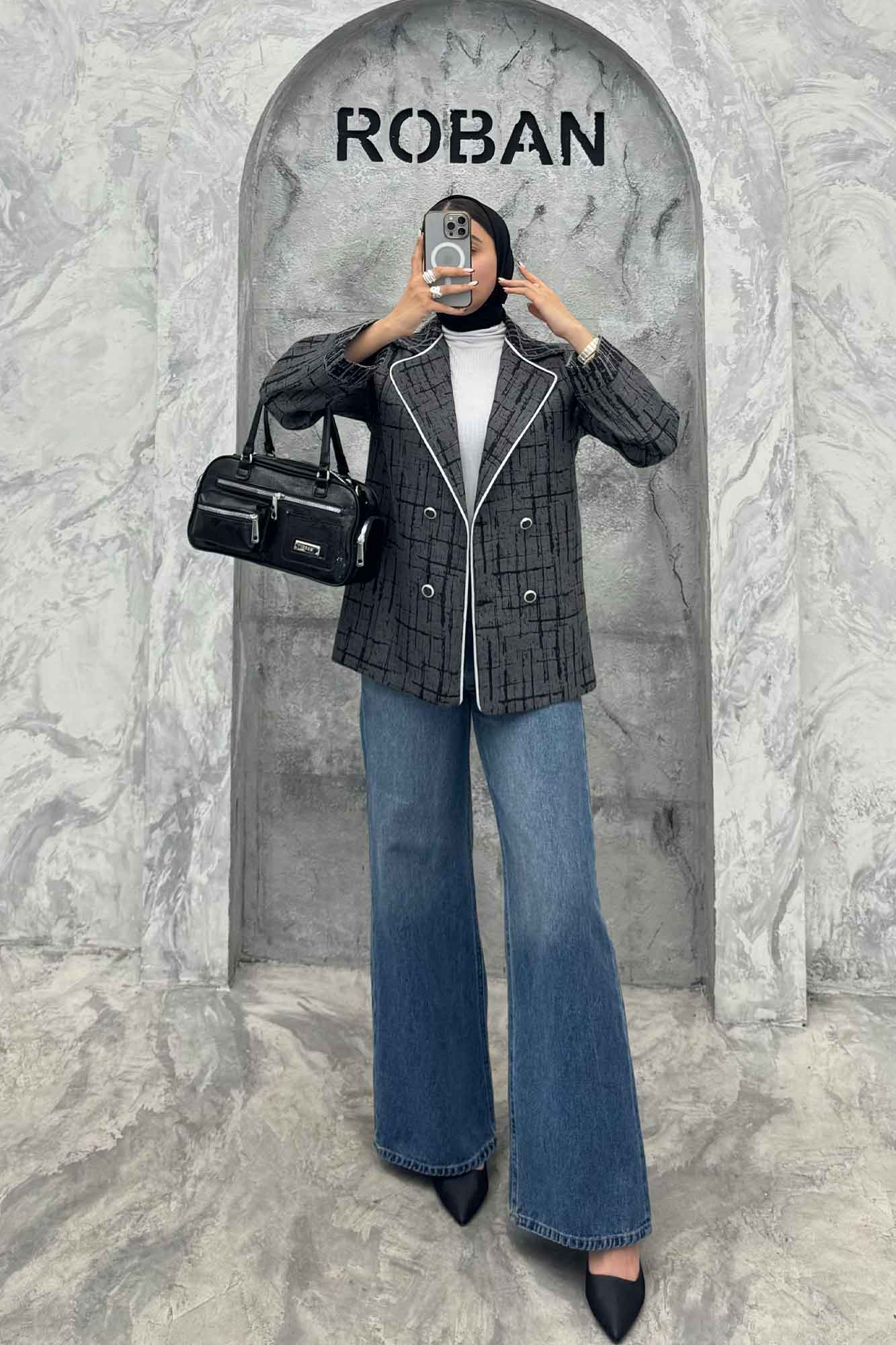 کت ژاکارد 4 دکمه مغزی دوزی طلایی