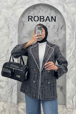 کت ژاکارد 4 دکمه مغزی دوزی طلایی