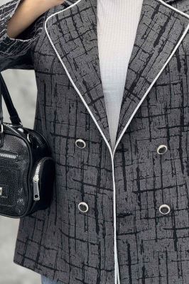 کت ژاکارد 4 دکمه مغزی دوزی طلایی