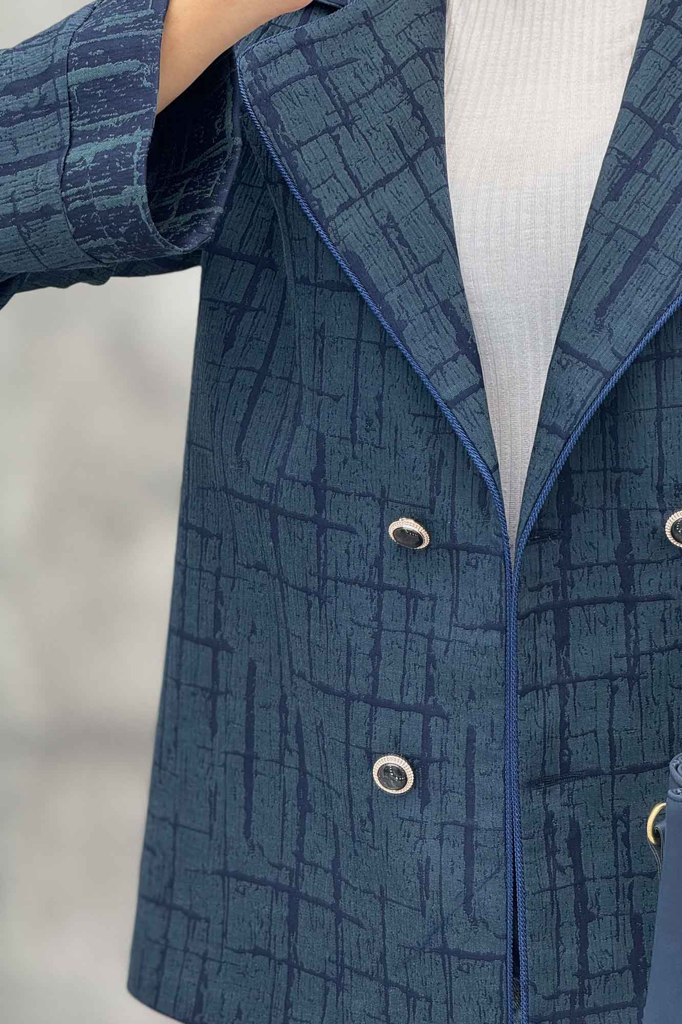 کت ژاکارد 4 دکمه مغزی دوزی طلایی