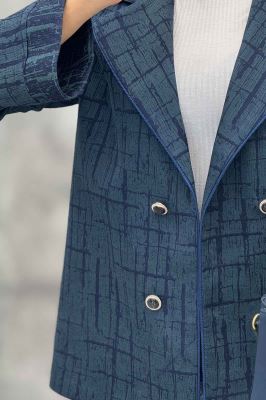 کت ژاکارد 4 دکمه مغزی دوزی طلایی