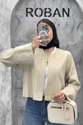کت کراپ مینیمال ژاکارد مغزی دوزی