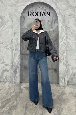 کت کراپ مینیمال ژاکارد مغزی دوزی