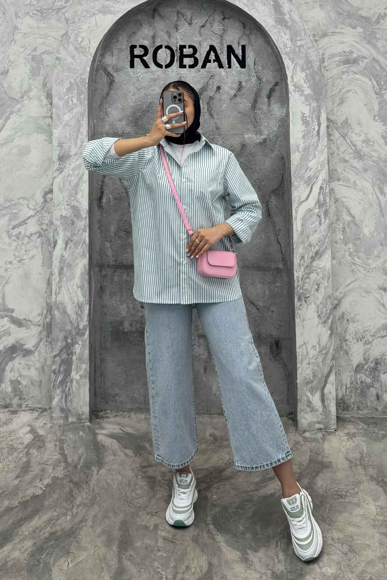 شومیز مانتویی راه راه 