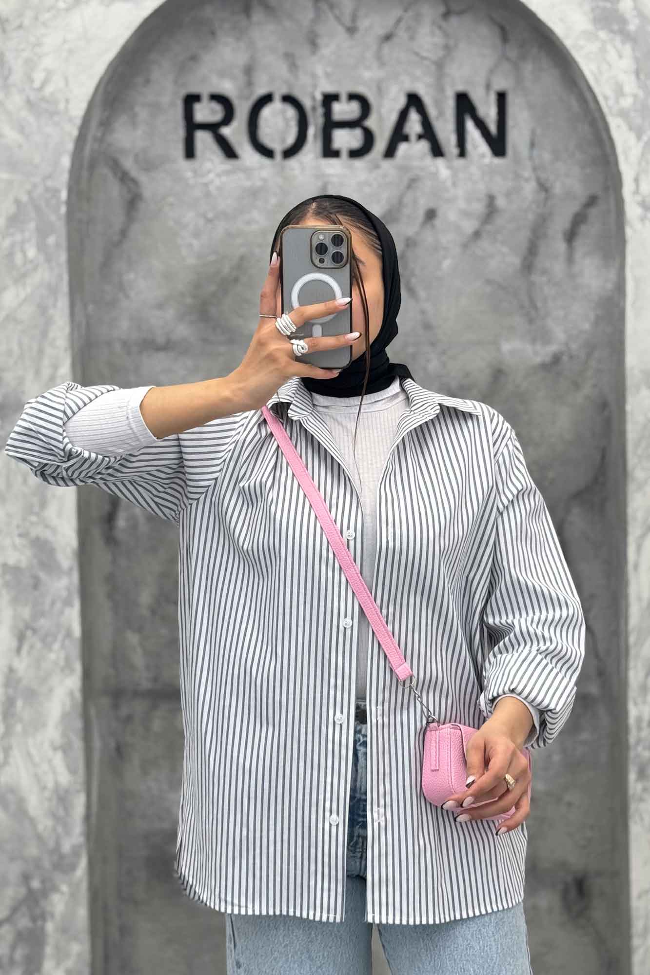 شومیز مانتویی راه راه 