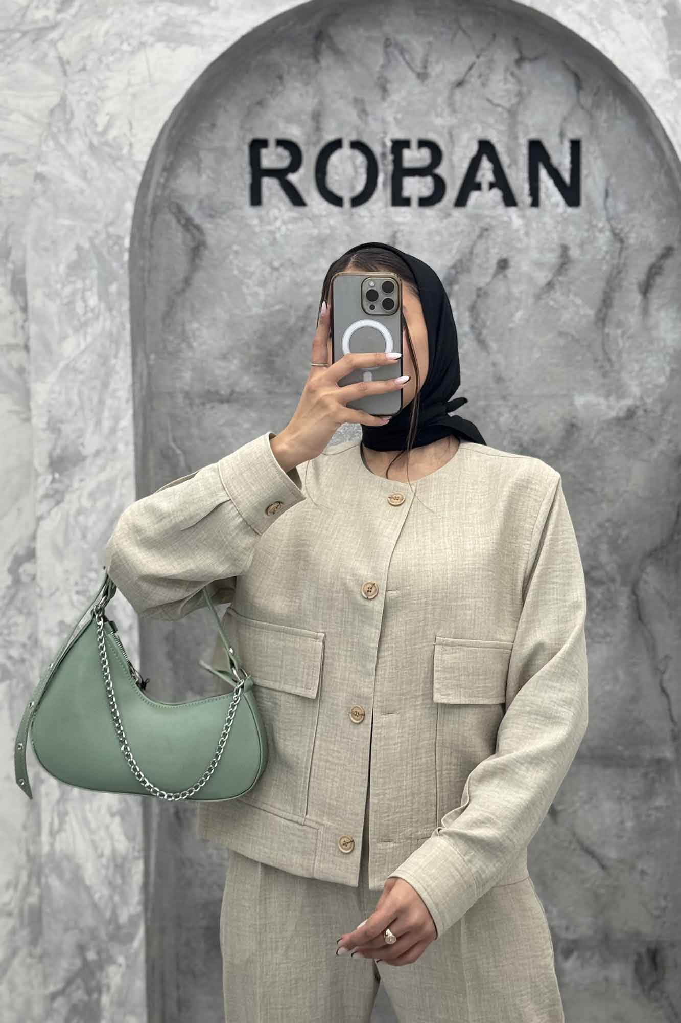 ست کت و شلوار یقه گرد شانتون تیدا