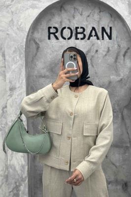 ست کت و شلوار یقه گرد شانتون تیدا