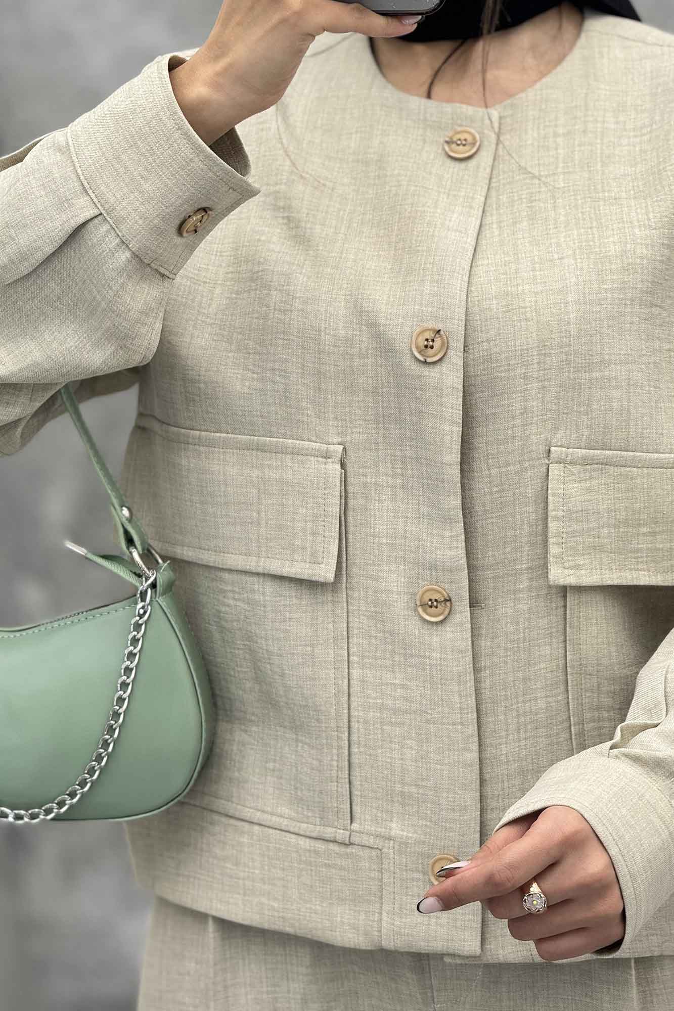 ست کت و شلوار یقه گرد شانتون تیدا