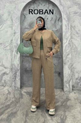 ست کت و شلوار یقه گرد شانتون تیدا