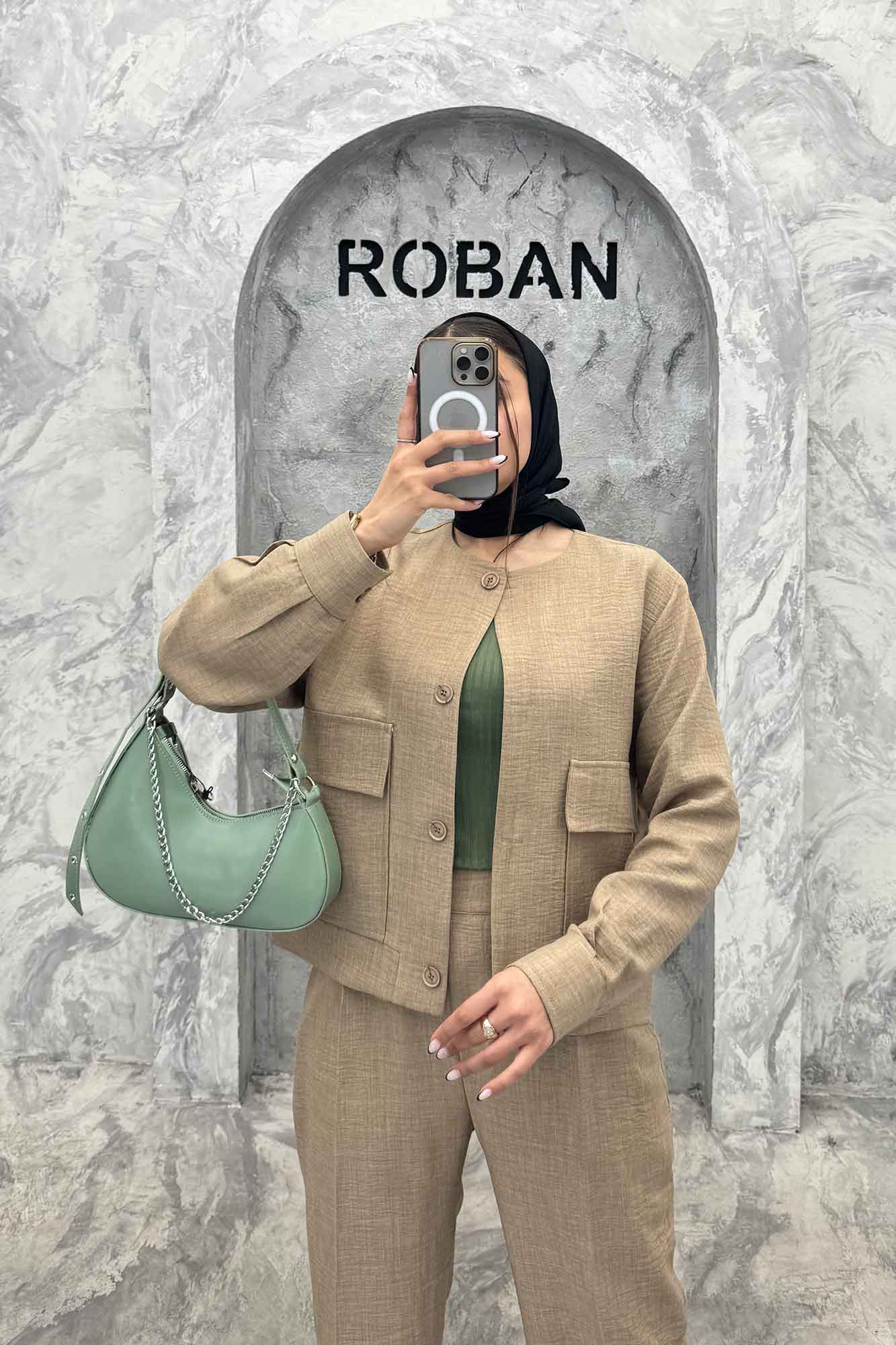 ست کت و شلوار یقه گرد شانتون تیدا