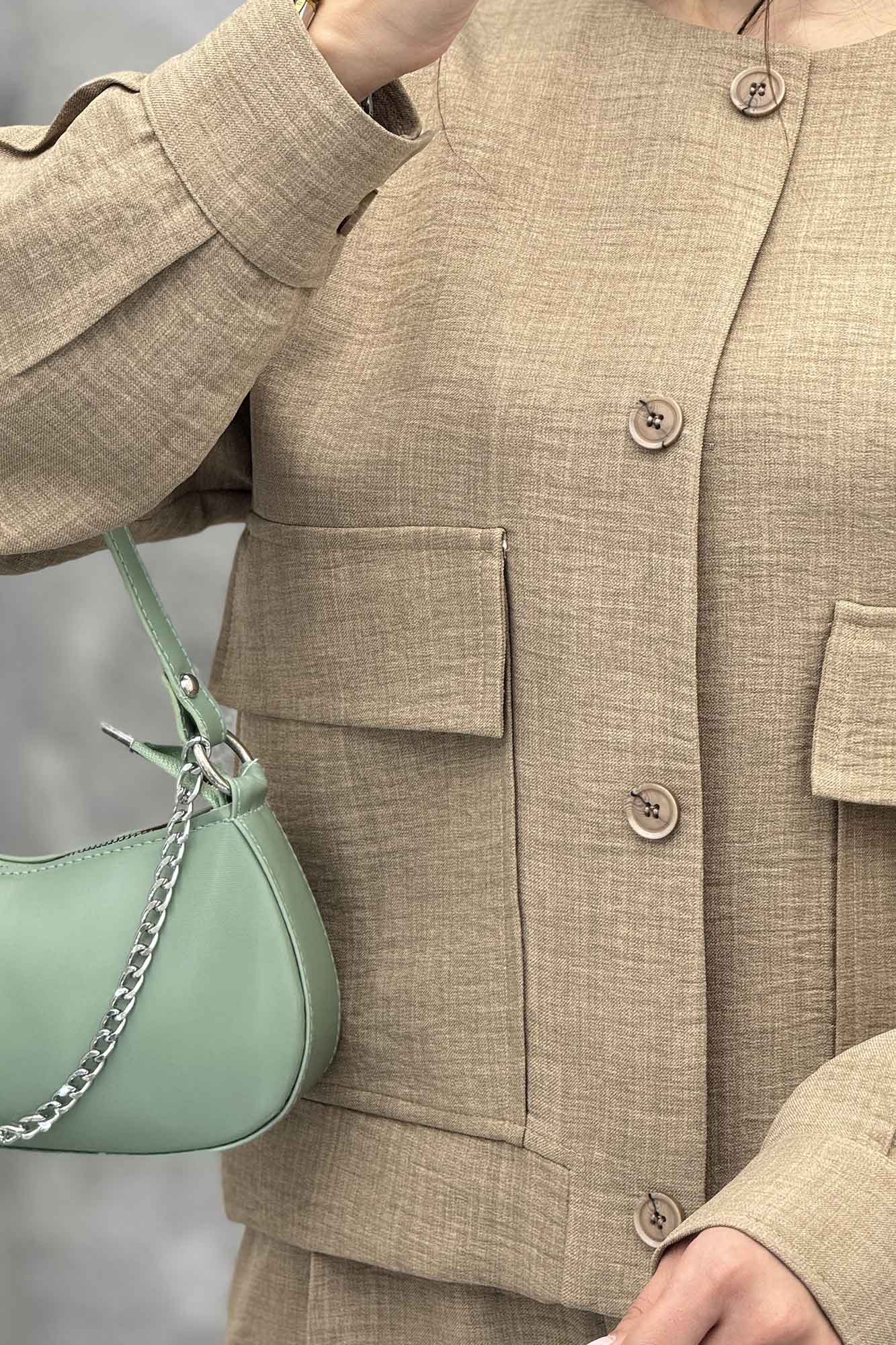 ست کت و شلوار یقه گرد شانتون تیدا