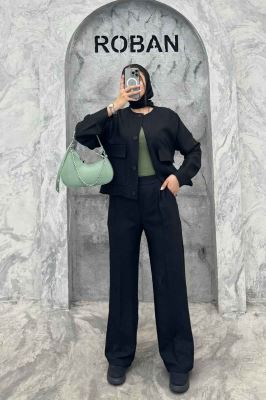 ست کت و شلوار یقه گرد شانتون تیدا