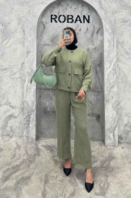 ست کت و شلوار یقه گرد شانتون تیدا