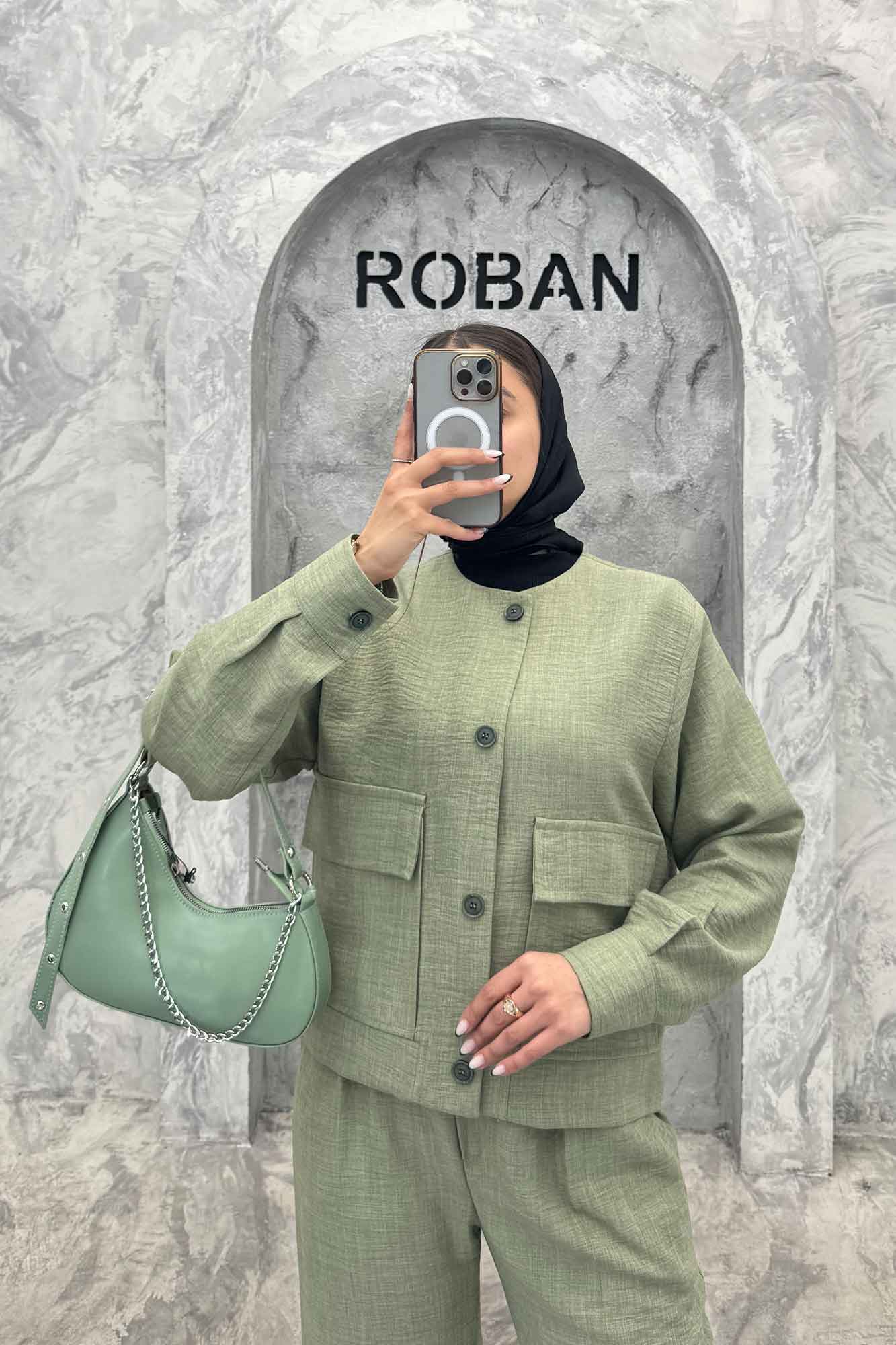 ست کت و شلوار یقه گرد شانتون تیدا