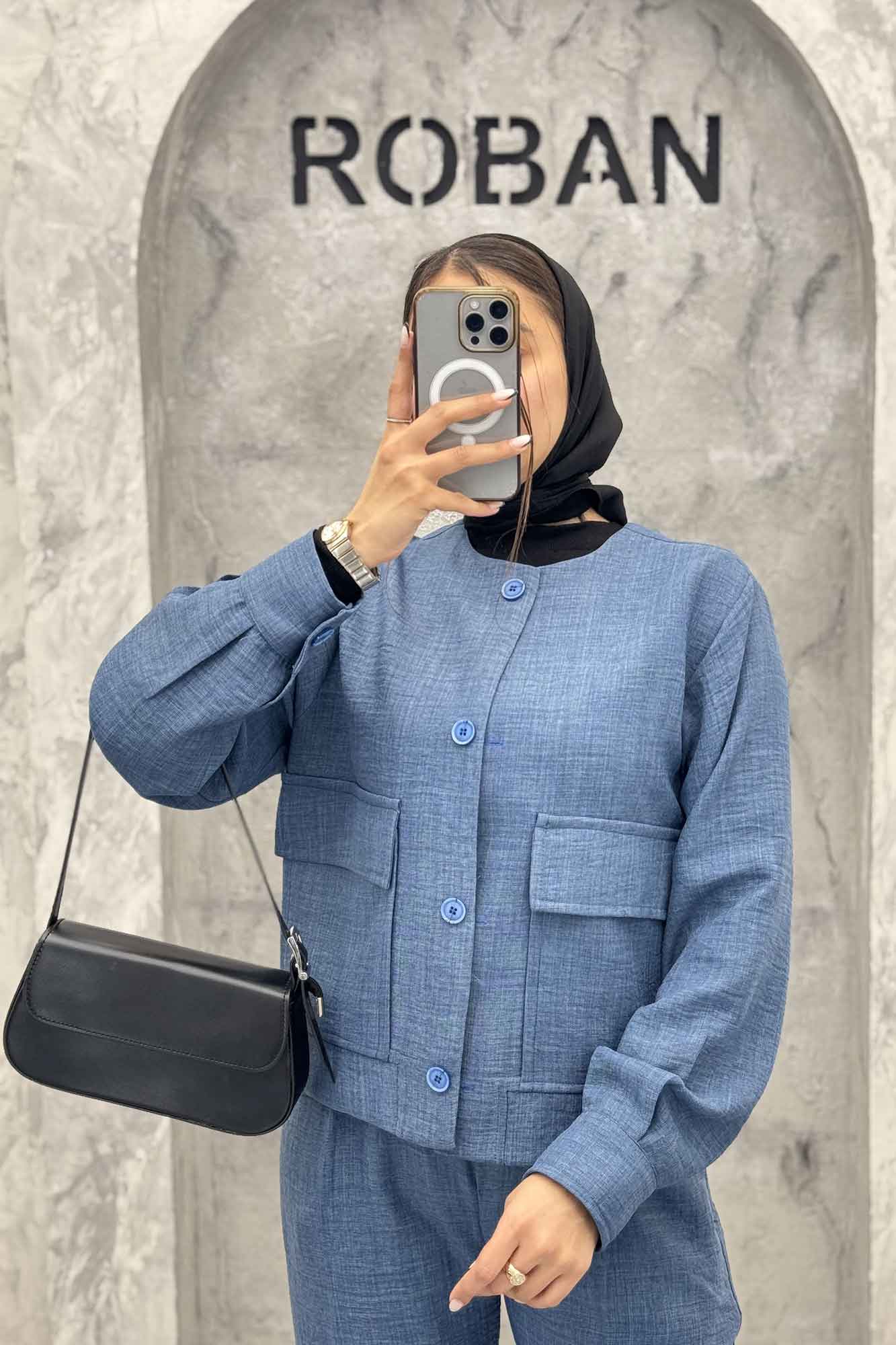 ست کت و شلوار یقه گرد شانتون تیدا