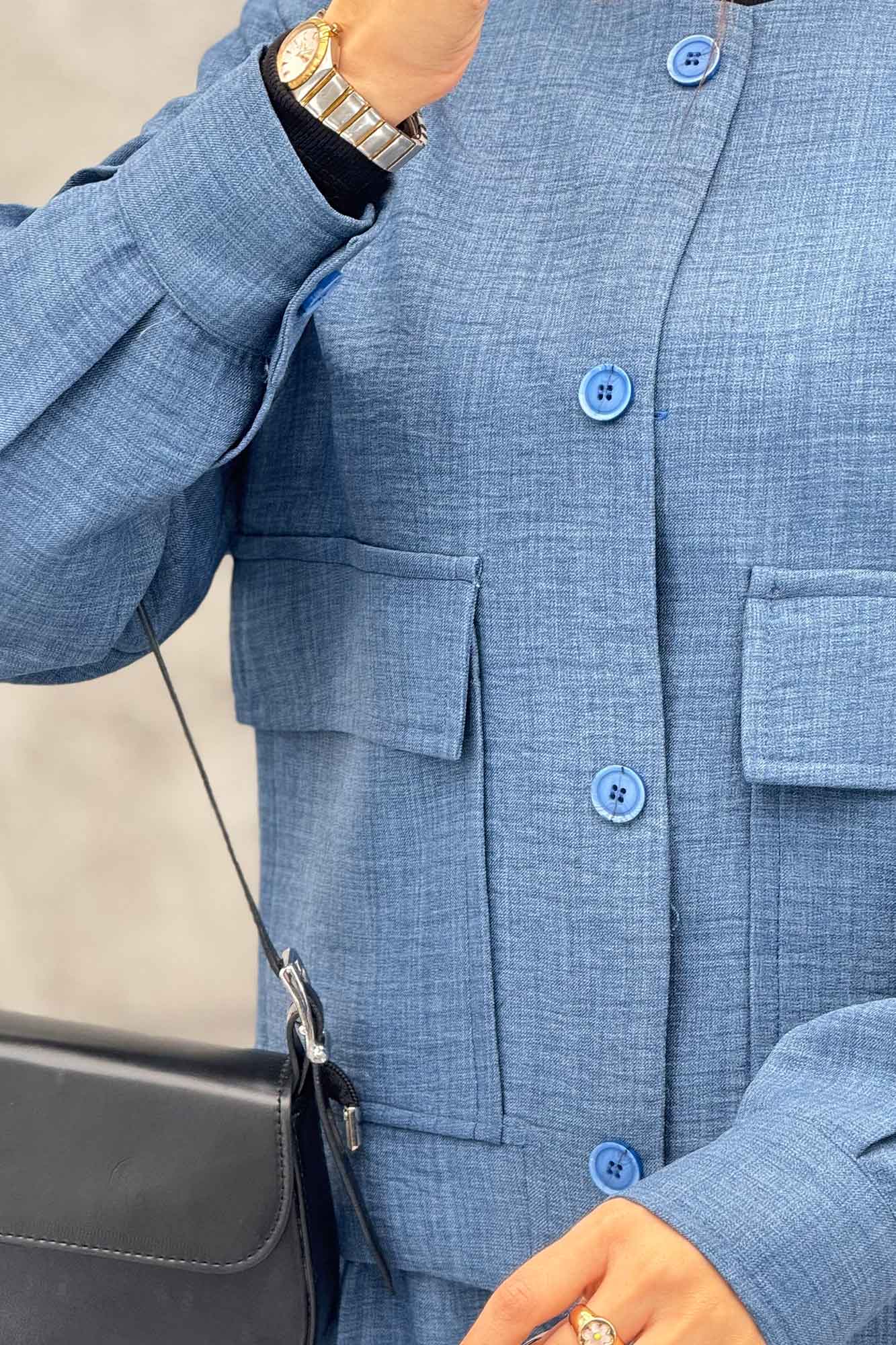 ست کت و شلوار یقه گرد شانتون تیدا