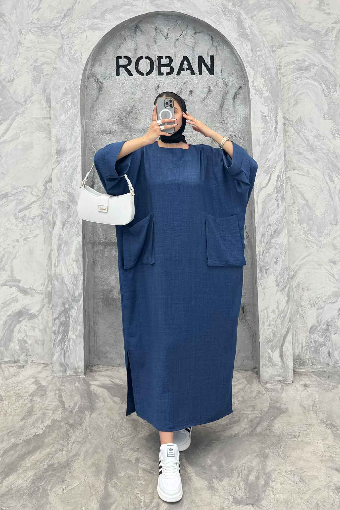 مانتو کفتان شانتون آستین سه رب دو جیب پاکتی 