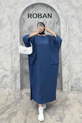 مانتو کفتان شانتون آستین سه رب دو جیب پاکتی 