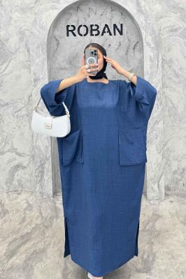 مانتو کفتان شانتون آستین سه رب دو جیب پاکتی 