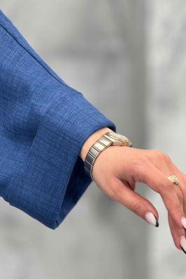 مانتو کفتان شانتون آستین سه رب دو جیب پاکتی 