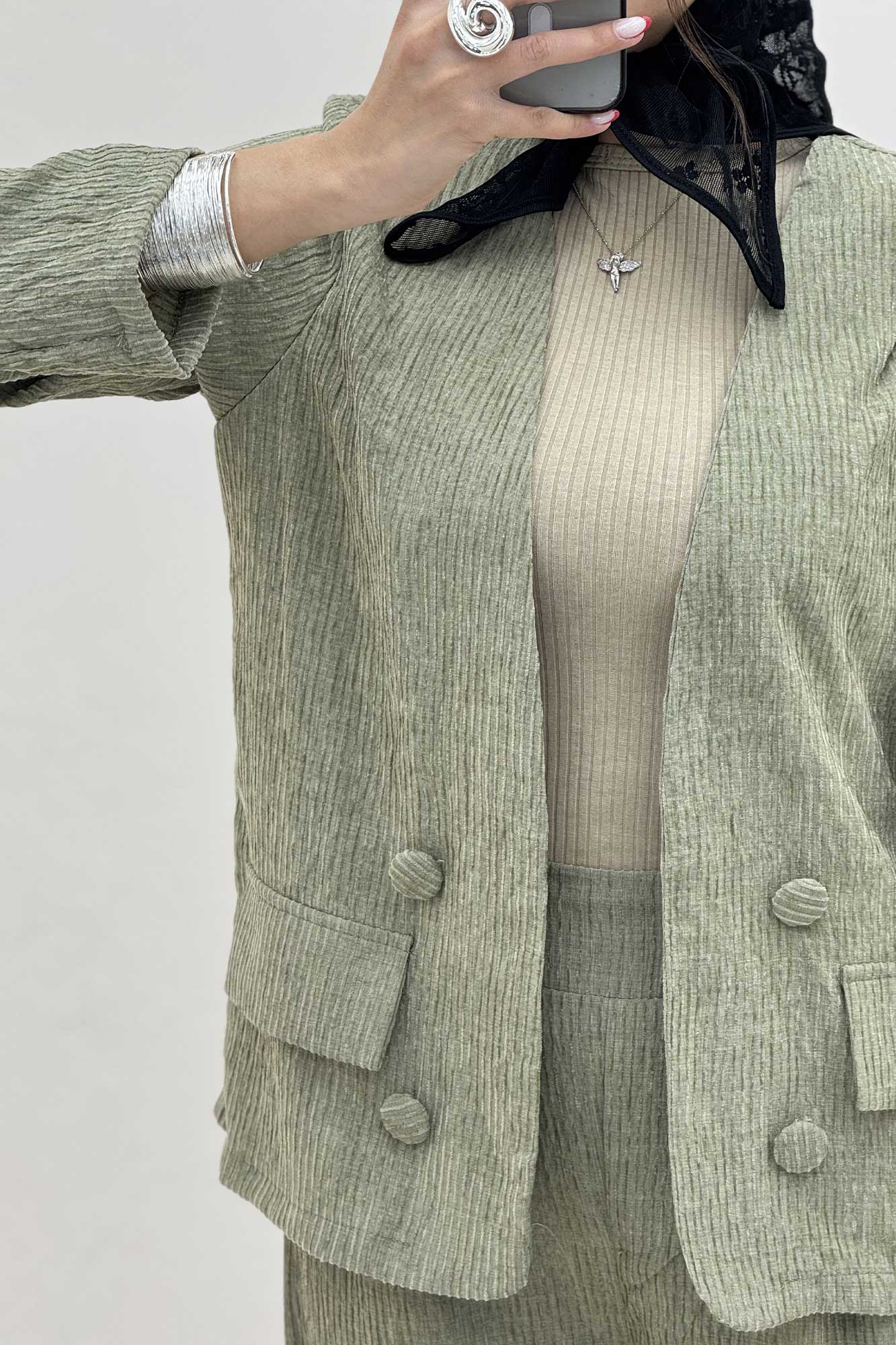 ست کت و شلوار شانل راه راه