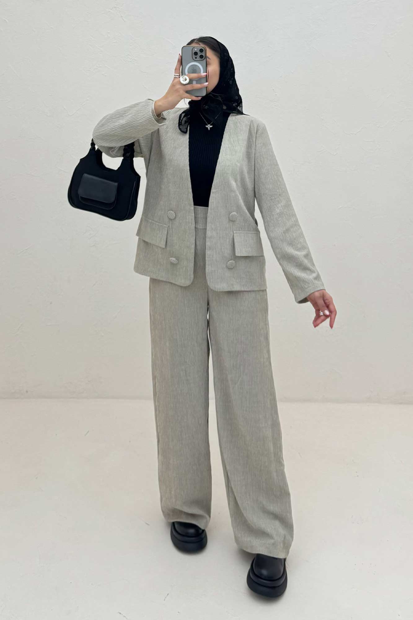 ست کت و شلوار شانل راه راه