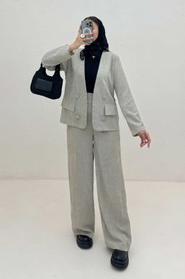 ست کت و شلوار شانل راه راه