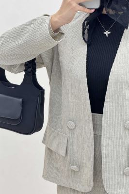 ست کت و شلوار شانل راه راه