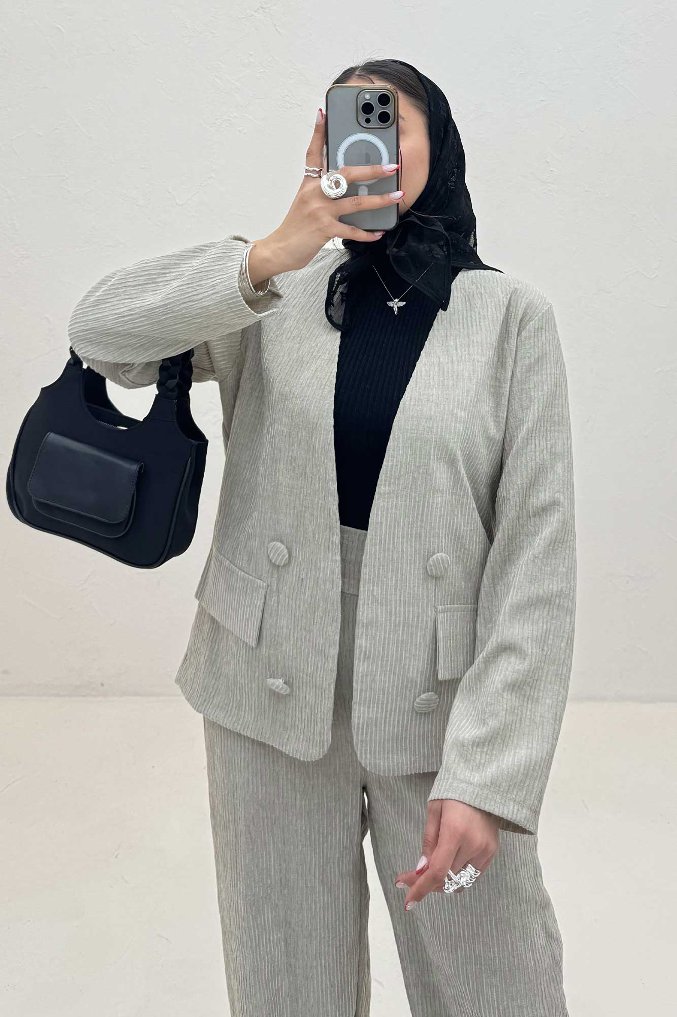 ست کت و شلوار شانل راه راه