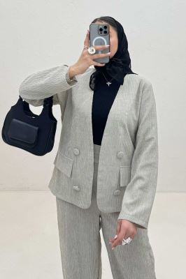 ست کت و شلوار شانل راه راه