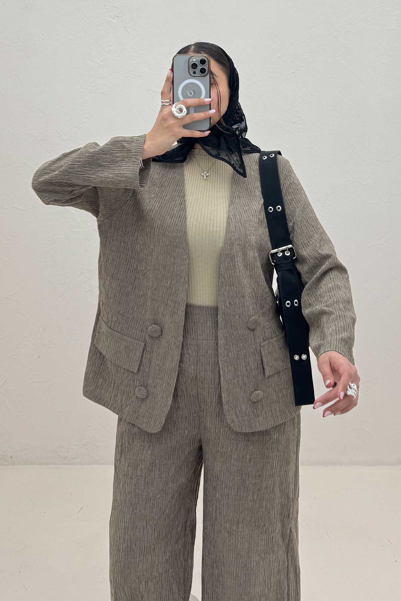 ست کت و شلوار شانل راه راه